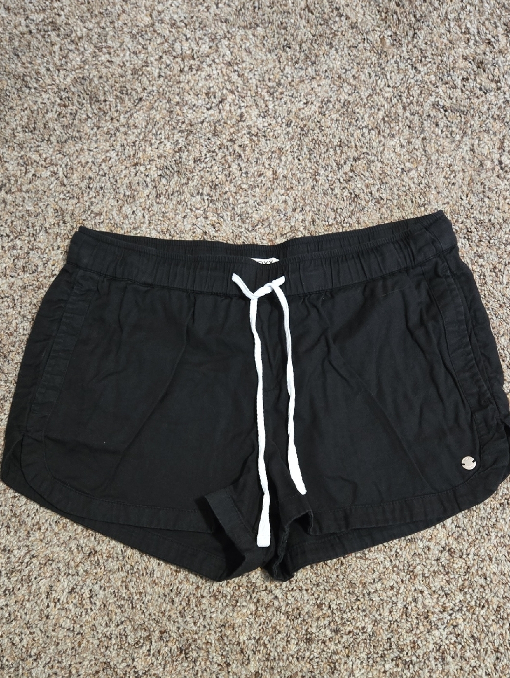 Roxy Black Athletic Drawstring Shorts with White Tie